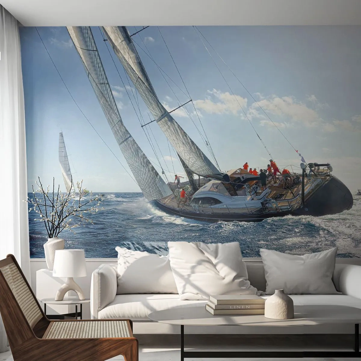 Tapet Standard Eco - Să câștige cel mai bun - Yacht cu vele, Regată, Navigație - 400x280 cm