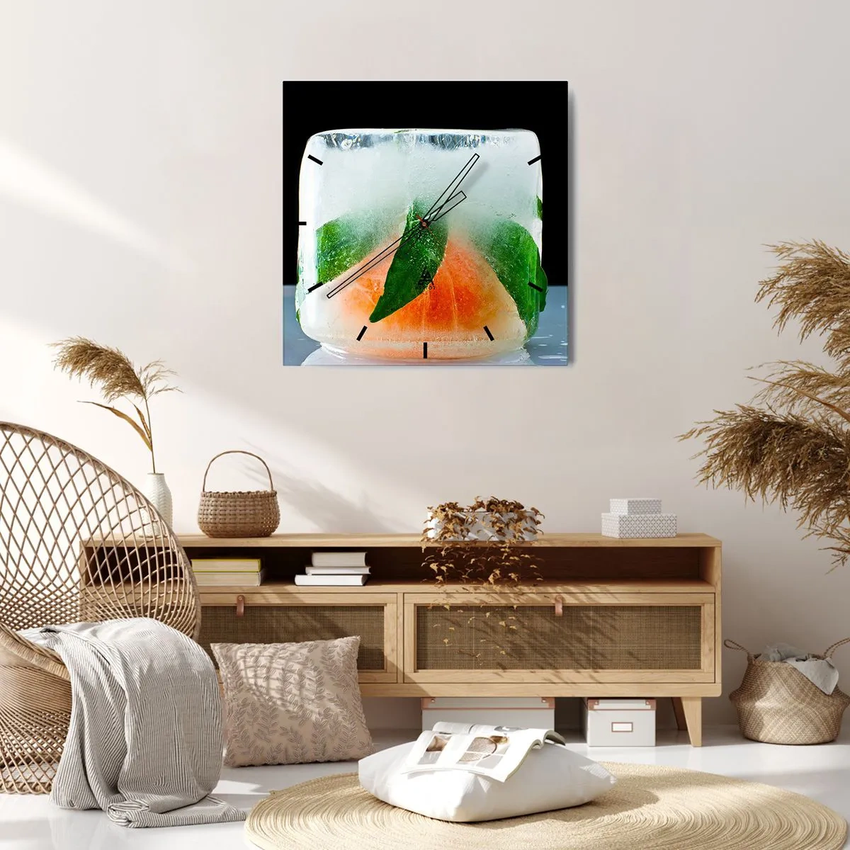 Ceas de perete - Ceas pe sticlă - Proaspăt și răcoros - 30x30 cm