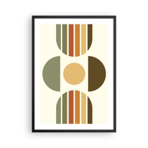 Poster în ramă neagră - Model geometric abstract în tonuri pământii cu cercuri și semicercuri - 50x70cm - În culorile pământului - Decorațiune modernă pentru perete pentru living și dormitor ARTTOR
