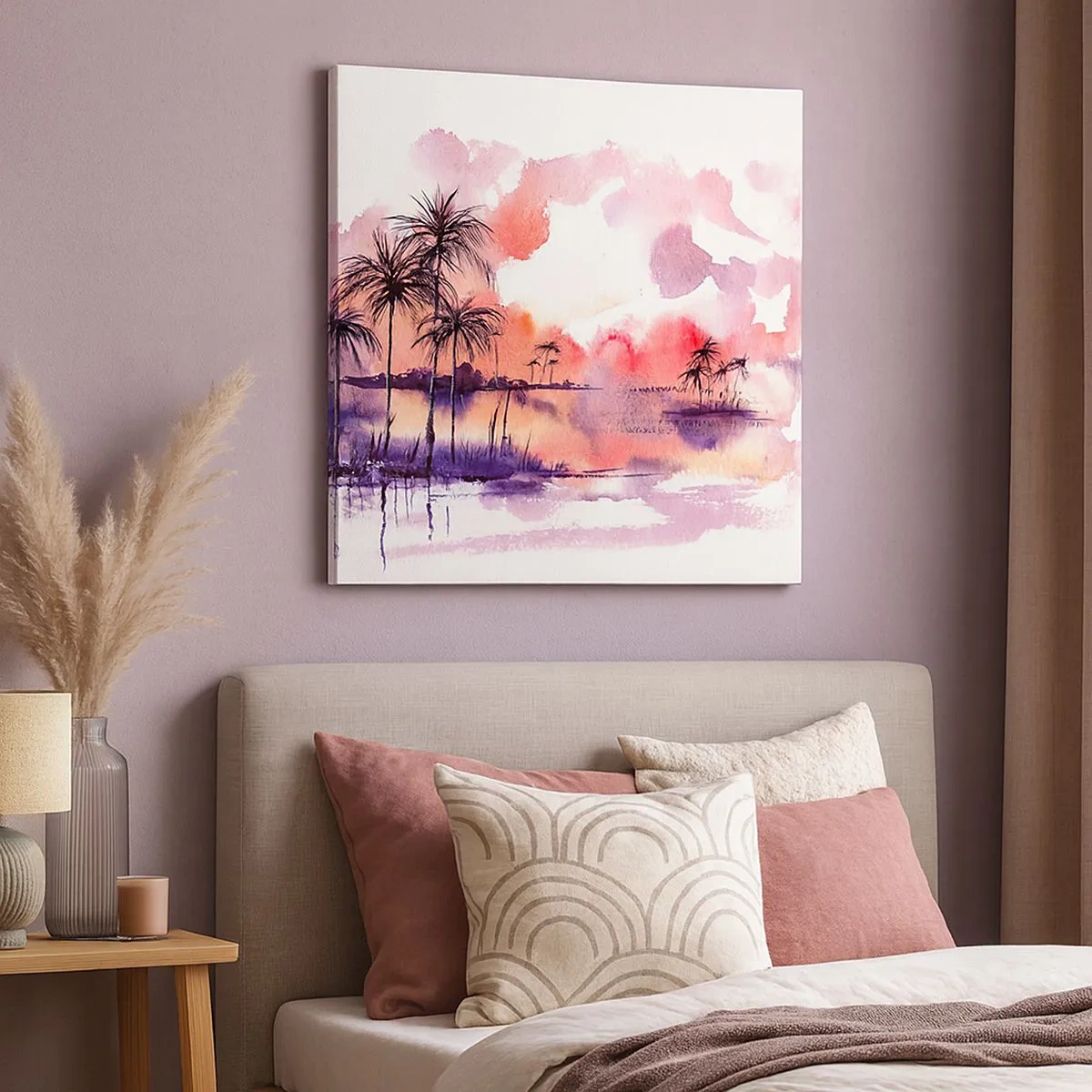 Tablou pe pânză - Liniștea tropicelor în roșu - 30x30 cm