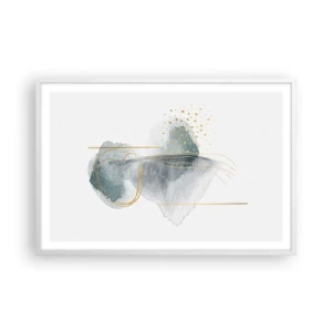 Poster în ramă albă - Despre relația dintre gri și auriu - 91x61 cm