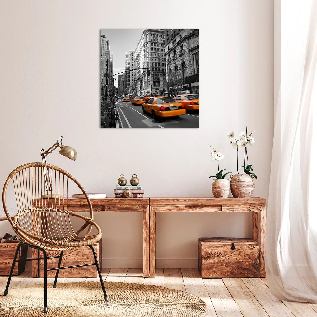 Tablou pe pânză - Soarele marelui oraș - 40x40 cm