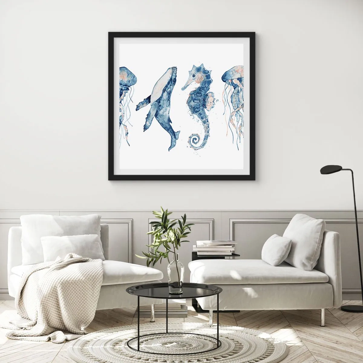 Poster în ramă neagră - Fauna marină sălbatică - 30x30 cm