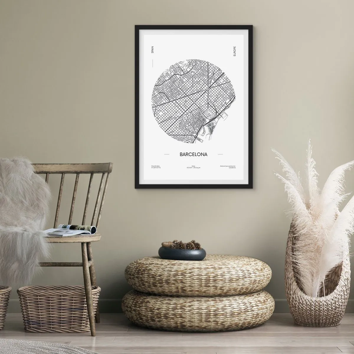 Poster în ramă neagră - Anatomia Barcelonei - 61x91 cm