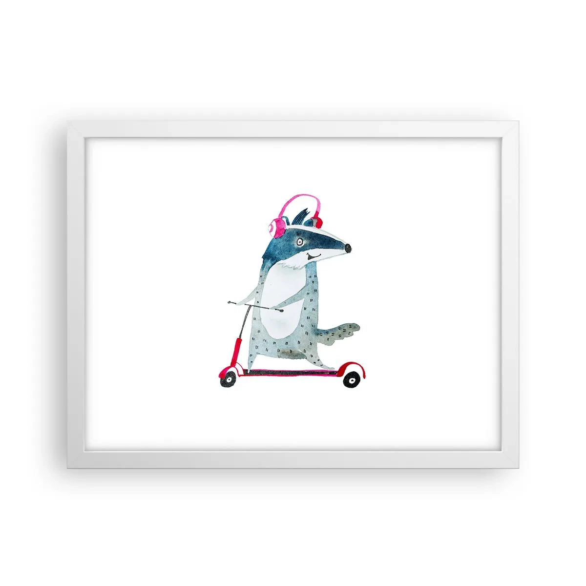 Poster în ramă albă - Bucurie de bursuc - 40x30 cm