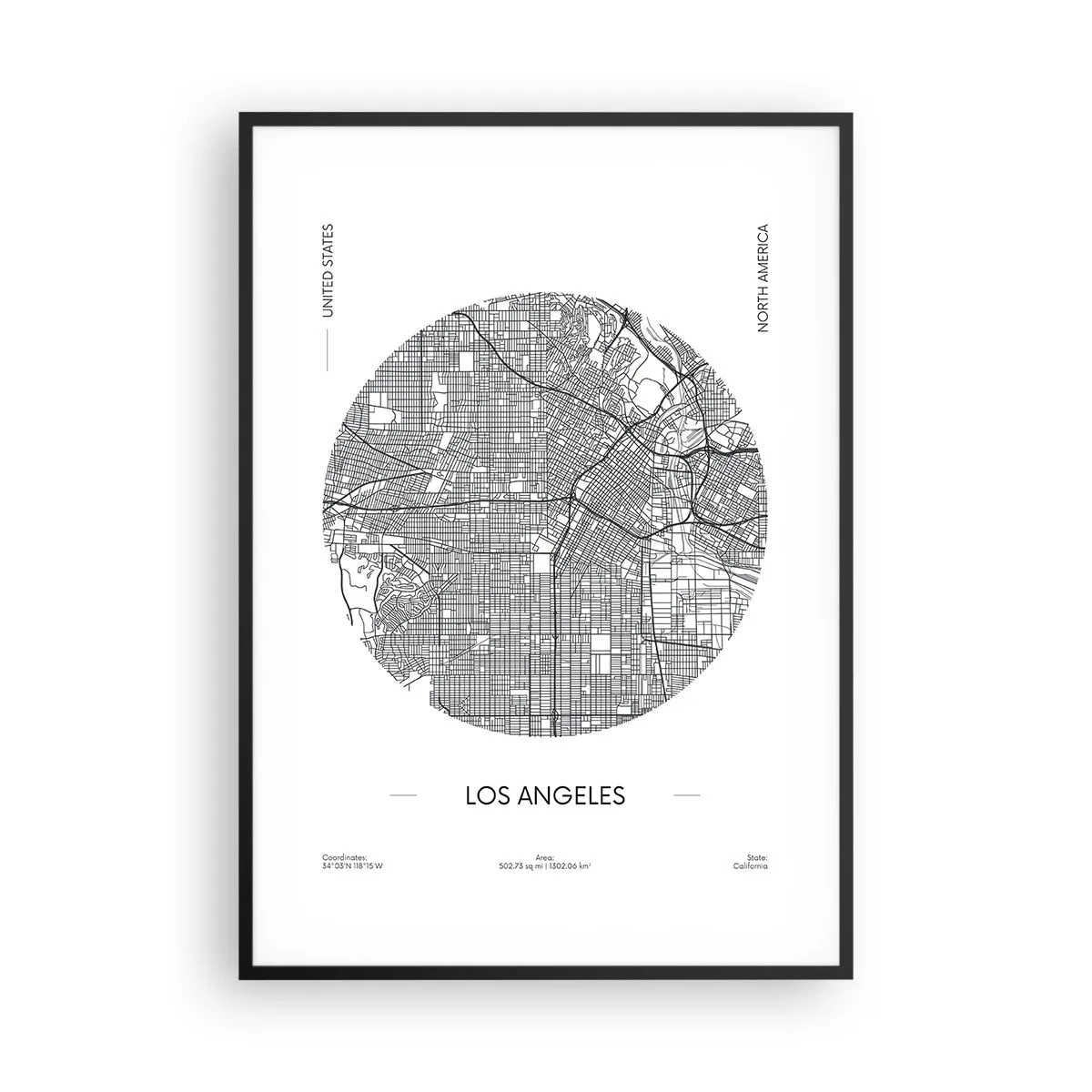 Poster în ramă neagră - Anatomia Los Angeles - 70x100 cm