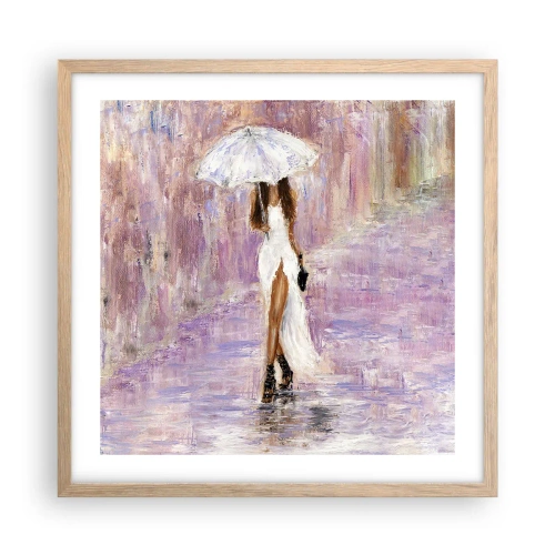 Poster în ramă de stejar deschis - În ploaia de liliac - 50x50 cm