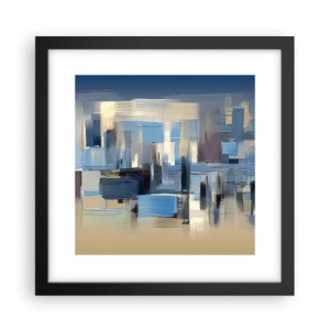 Poster în ramă neagră - Construcție albastră - 30x30 cm