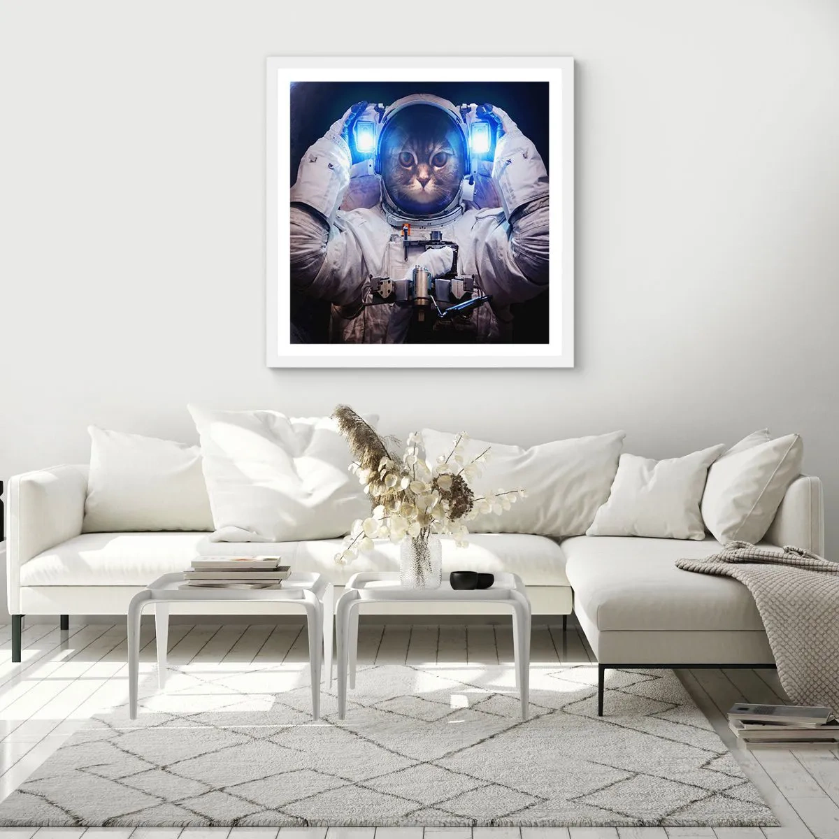 Poster în ramă albă - Houston, aveți o problemă - 60x60 cm