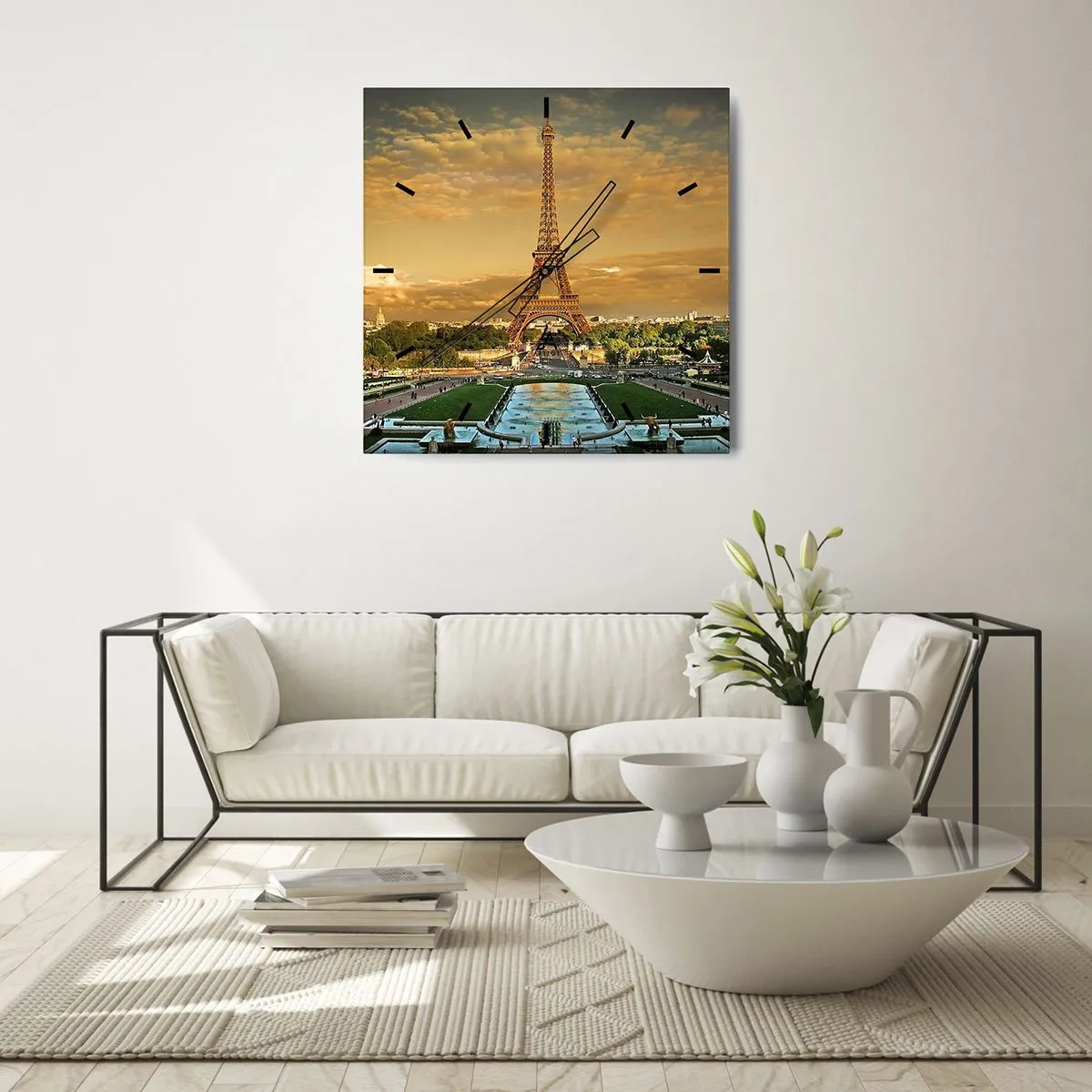 Ceas de perete - Ceas pe sticlă - Simbolul Parisului - 40x40 cm