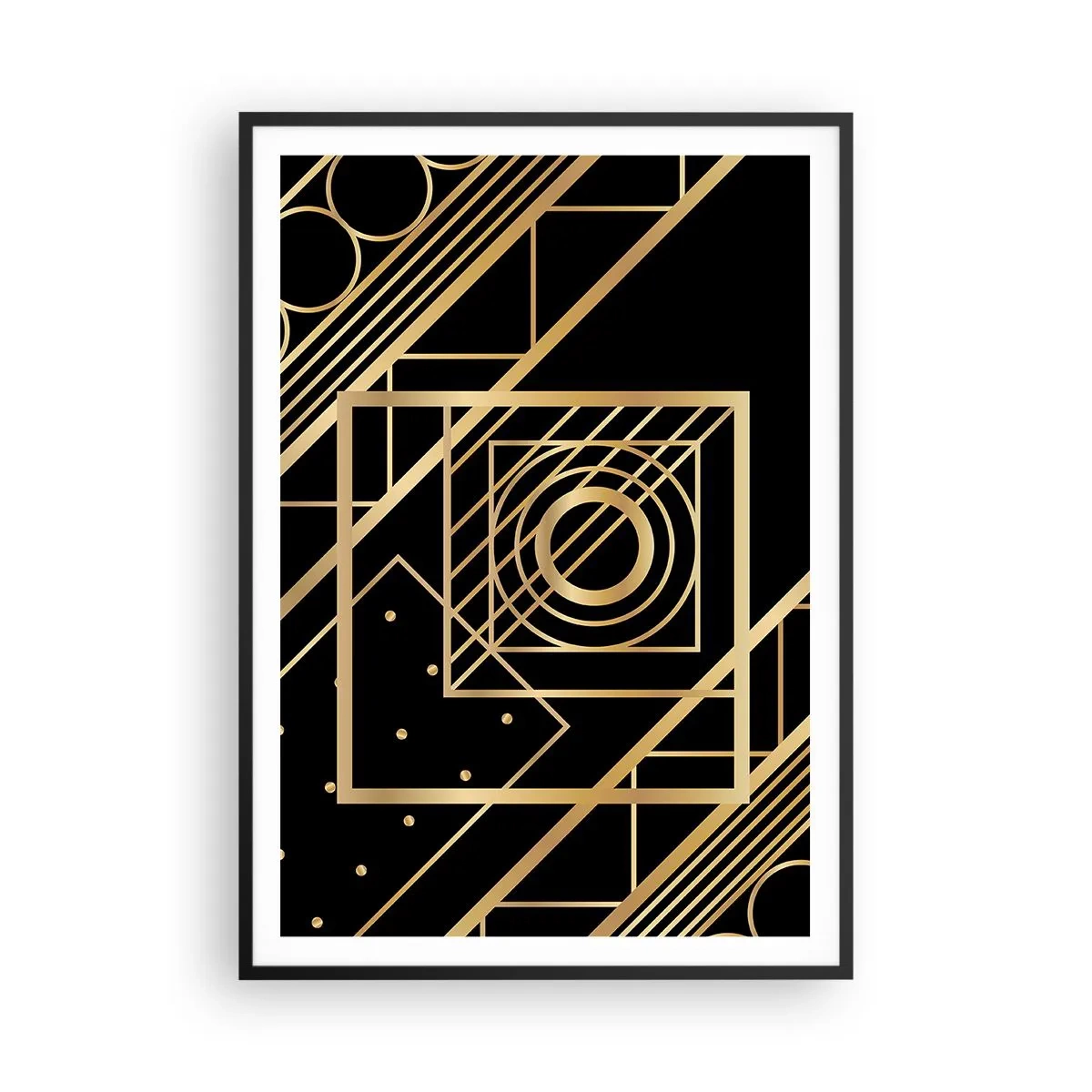 Poster în ramă neagră - Geometrie de aur - 70x100 cm