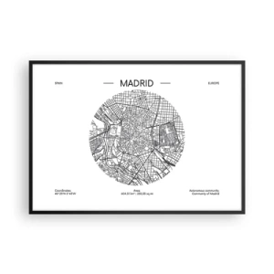 Poster în ramă neagră - Anatomia Madridului - 100x70 cm