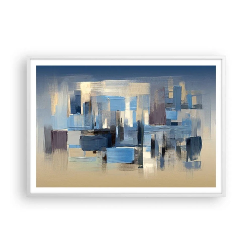 Poster în ramă albă - Construcție albastră - 100x70 cm