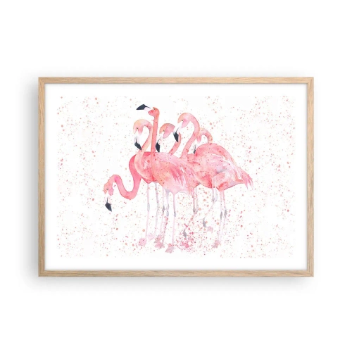 Poster în ramă de stejar deschis - Ansamblul roz - 70x50 cm
