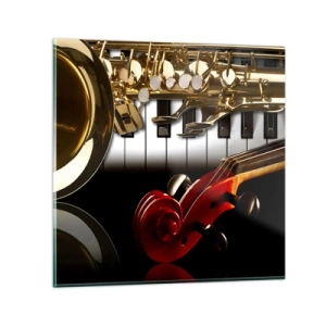 Tablou pe sticlă - Tablă, lemn și fildeș - 70x70 cm