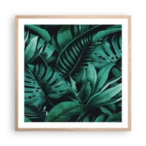 Poster în ramă de stejar deschis - Profunzimea verdelui tropical - 60x60 cm