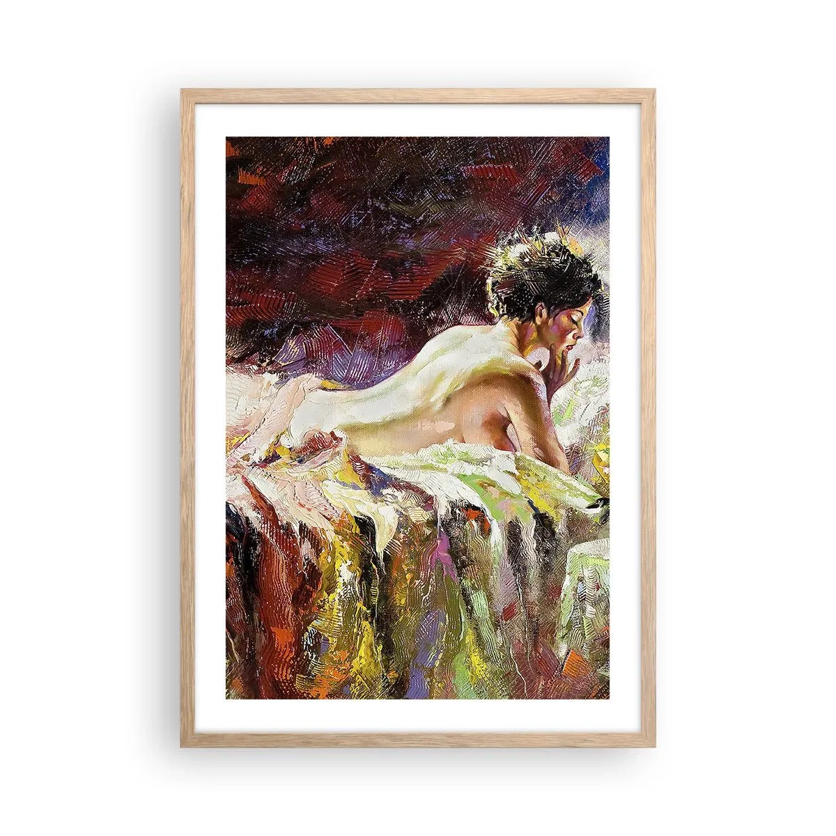 Poster în ramă de stejar deschis - Venus în gând - 50x70 cm