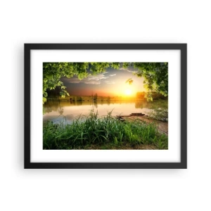 Poster în ramă neagră - Peisaj într-un cadru verde - 40x30 cm