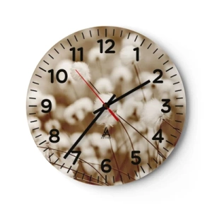 Ceas de perete - Ceas pe sticlă - Câmp pufos - 30x30 cm