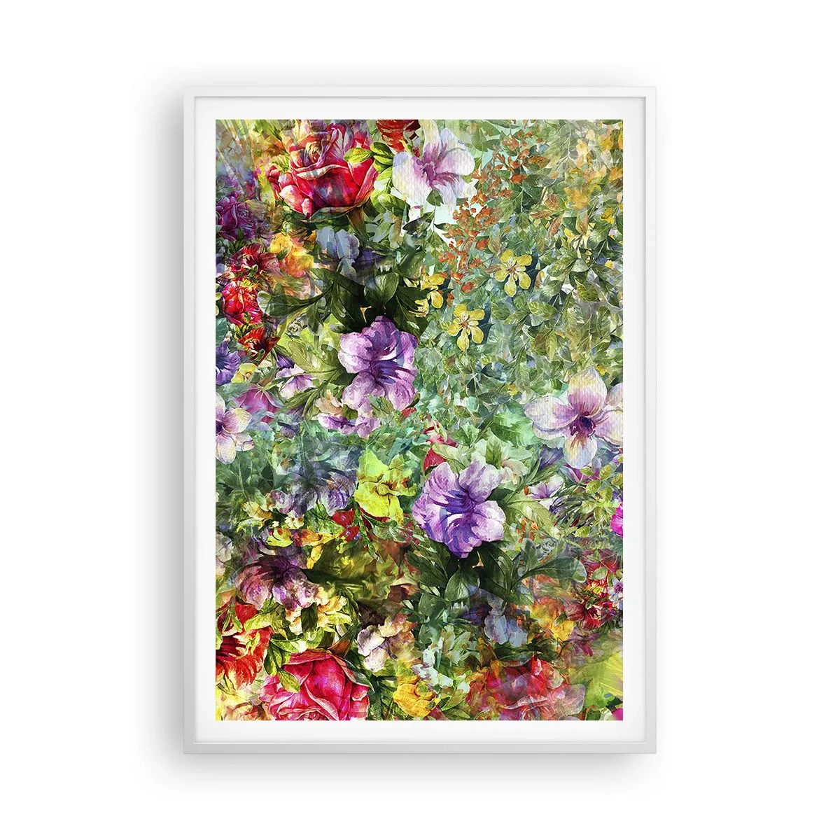 Poster în ramă albă - Să ne pierdem în flori - 70x100 cm