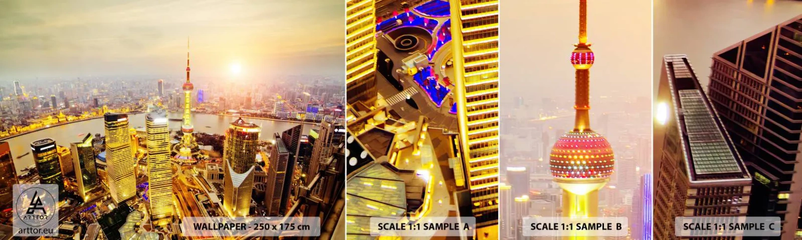 Mostră de Tapet Standard Eco - Visul asiatic - Oraș, Peisaj, Arhitectură - 100x30 cm