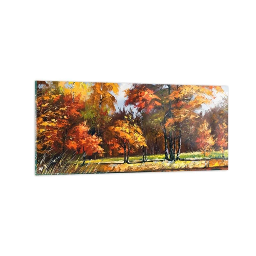 Tablou pe sticlă - Peisaj în aur și bronz - 120x50 cm