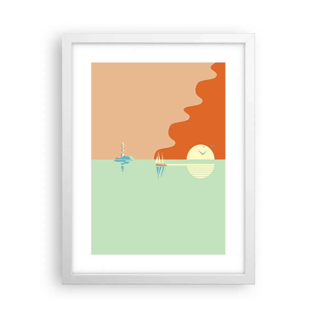 Poster în ramă albă - Peisaj marin perfect - 30x40 cm