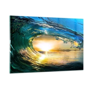 Tablou pe sticlă - În cristal de aur și smarald - 120x80 cm