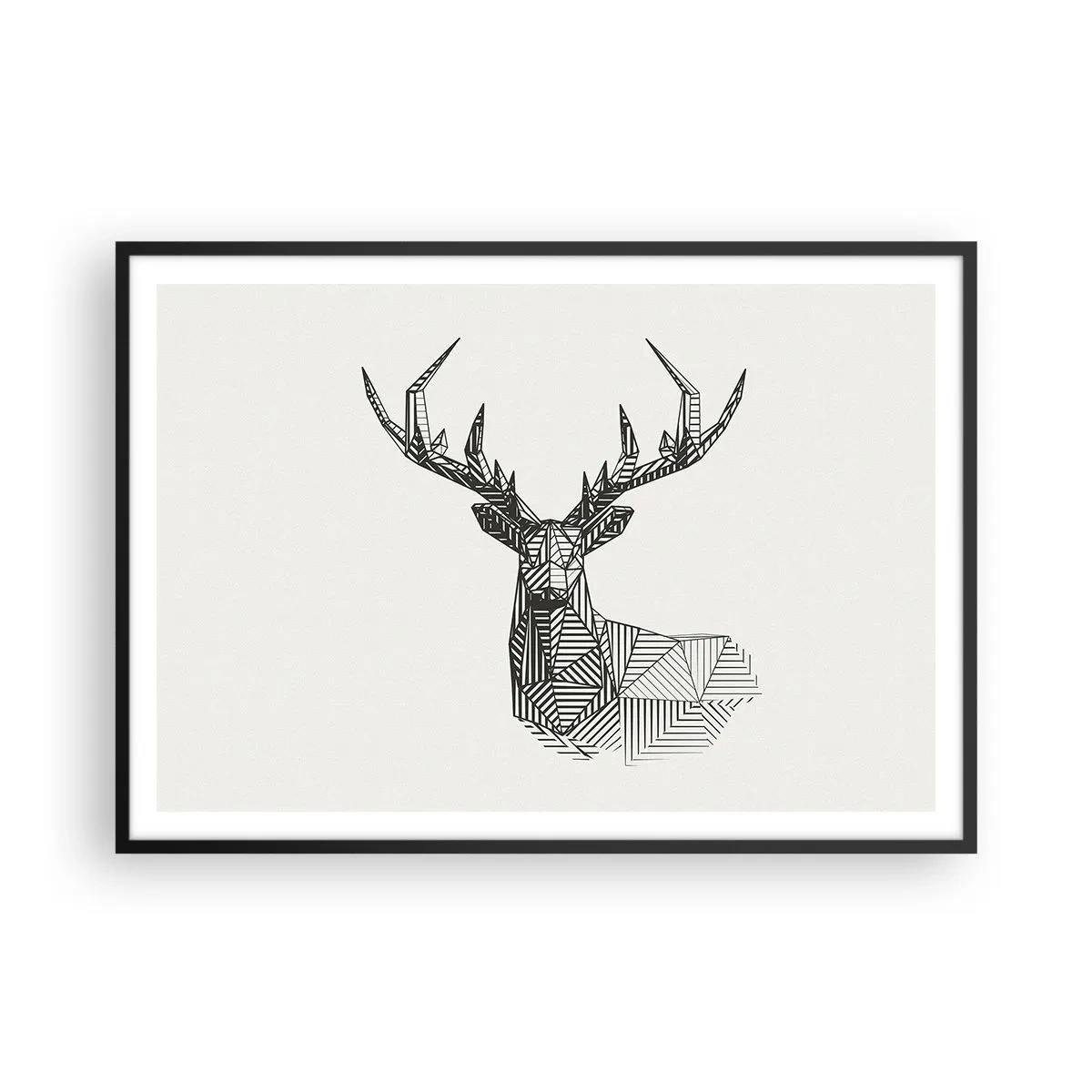 Poster în ramă neagră - Cerb în stil cubist - 100x70 cm