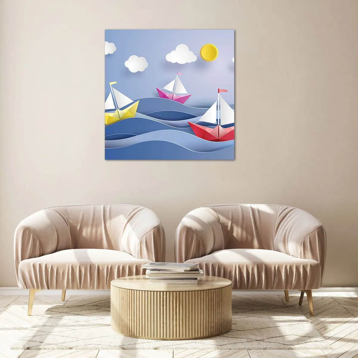Tablou pe sticlă - Ah, ce plăcut e să te legeni printre valuri - 50x50 cm