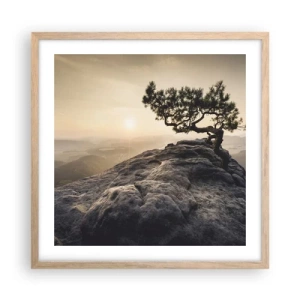 Poster în ramă de stejar deschis - Viața învinge întotdeauna - 50x50 cm