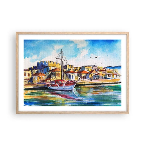 Poster în ramă de stejar deschis - Curcubeu după-amiază - 70x50 cm