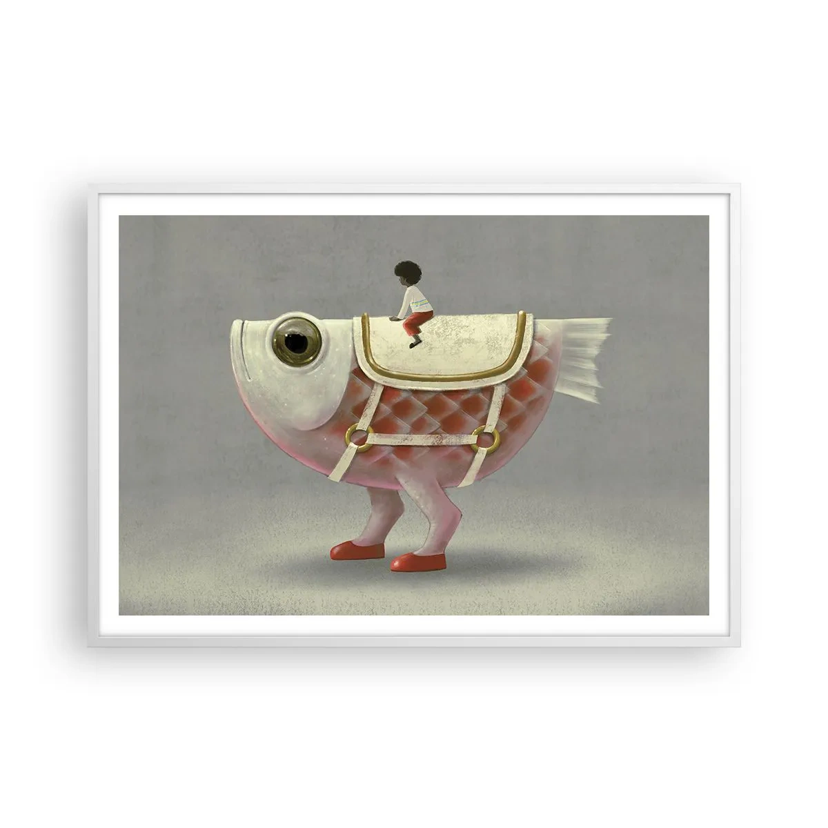 Poster în ramă albă - Călărețul Pescărel - 100x70 cm