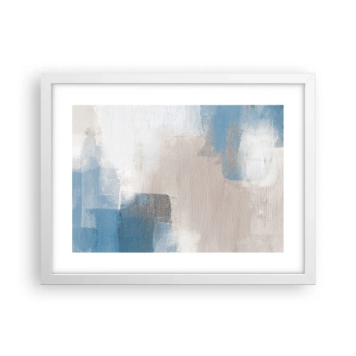 Poster în ramă albă - Abstracție roz în spatele unui voal de albastru - 40x30 cm
