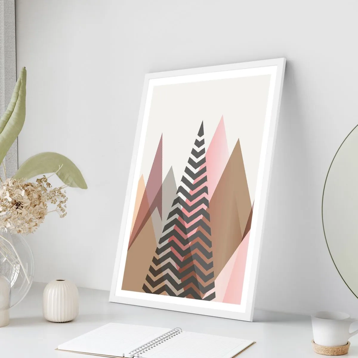 Poster în ramă albă - Construcție piramidală - 70x100 cm