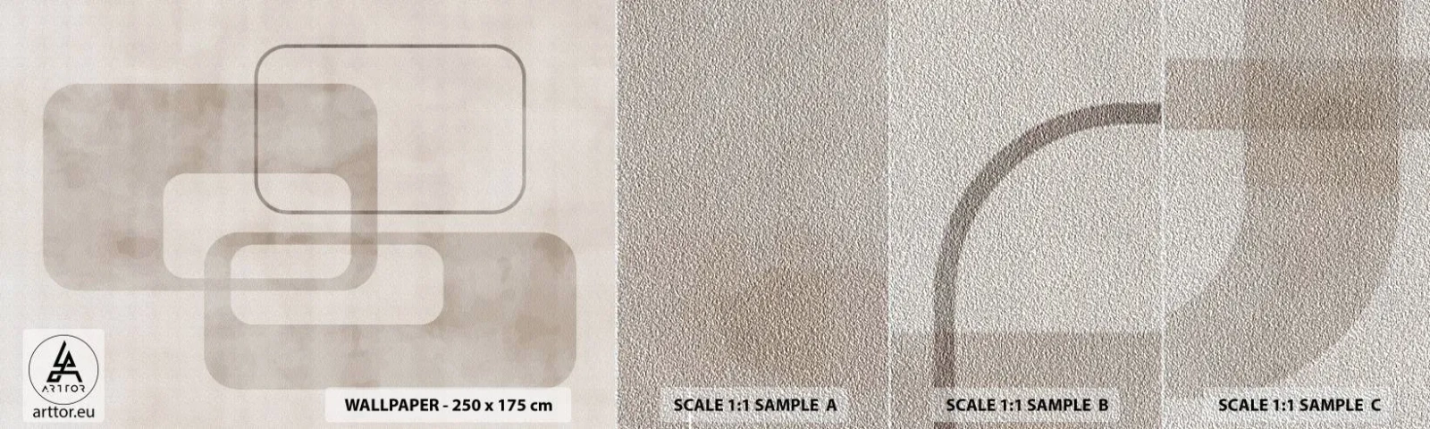 Mostră tapet Premium Sand - Fuga geometrică - Forme, Minimalism, Luminos - 100x30 cm