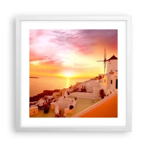 Poster în ramă albă - Dizolvându-se în alb și auriu - 40x40 cm