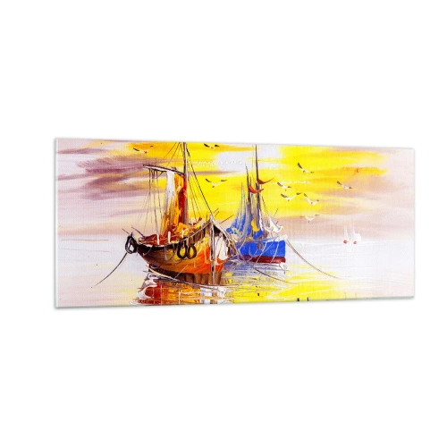 Tablou pe sticlă - O binemeritată odihnă în port - 100x40 cm