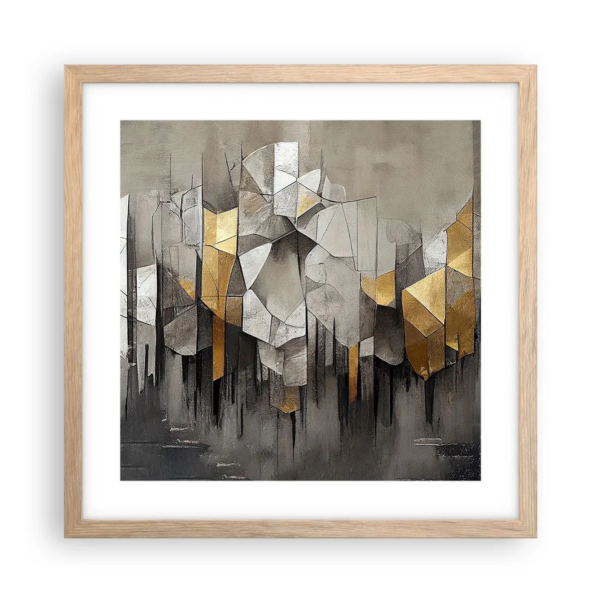 Poster în ramă de stejar deschis - Compoziție de gheață și lumină - 40x40 cm