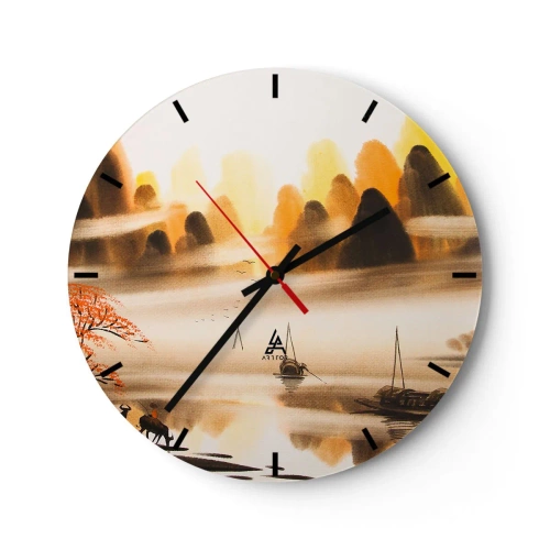 Ceas de perete - Ceas pe sticlă - Mai departe decât Orientul Îndepărtat - 40x40 cm