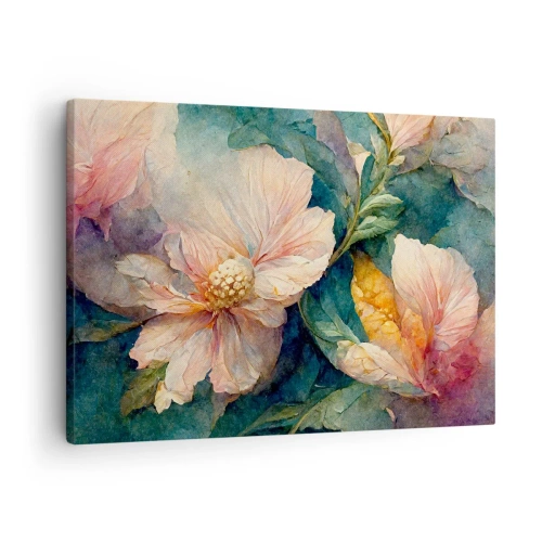 Tablou pe pânză Canvas - Flori delicate în culori pastelate - 70x50cm - Subtilitate pură - Decorațiune modernă pentru perete pentru living și dormitor ARTTOR