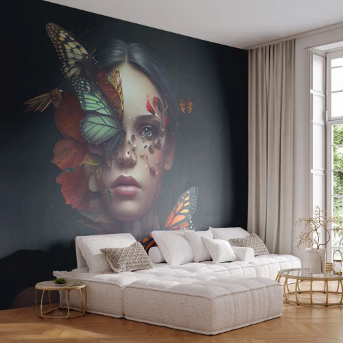 Tapet Autoadeziv Deluxe Sticker - Transformare minunată - Fluturi, Față, Femeie - 100x70 cm