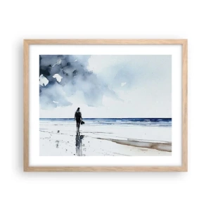 Poster în ramă de stejar deschis - Vorbind cu marea - 50x40 cm