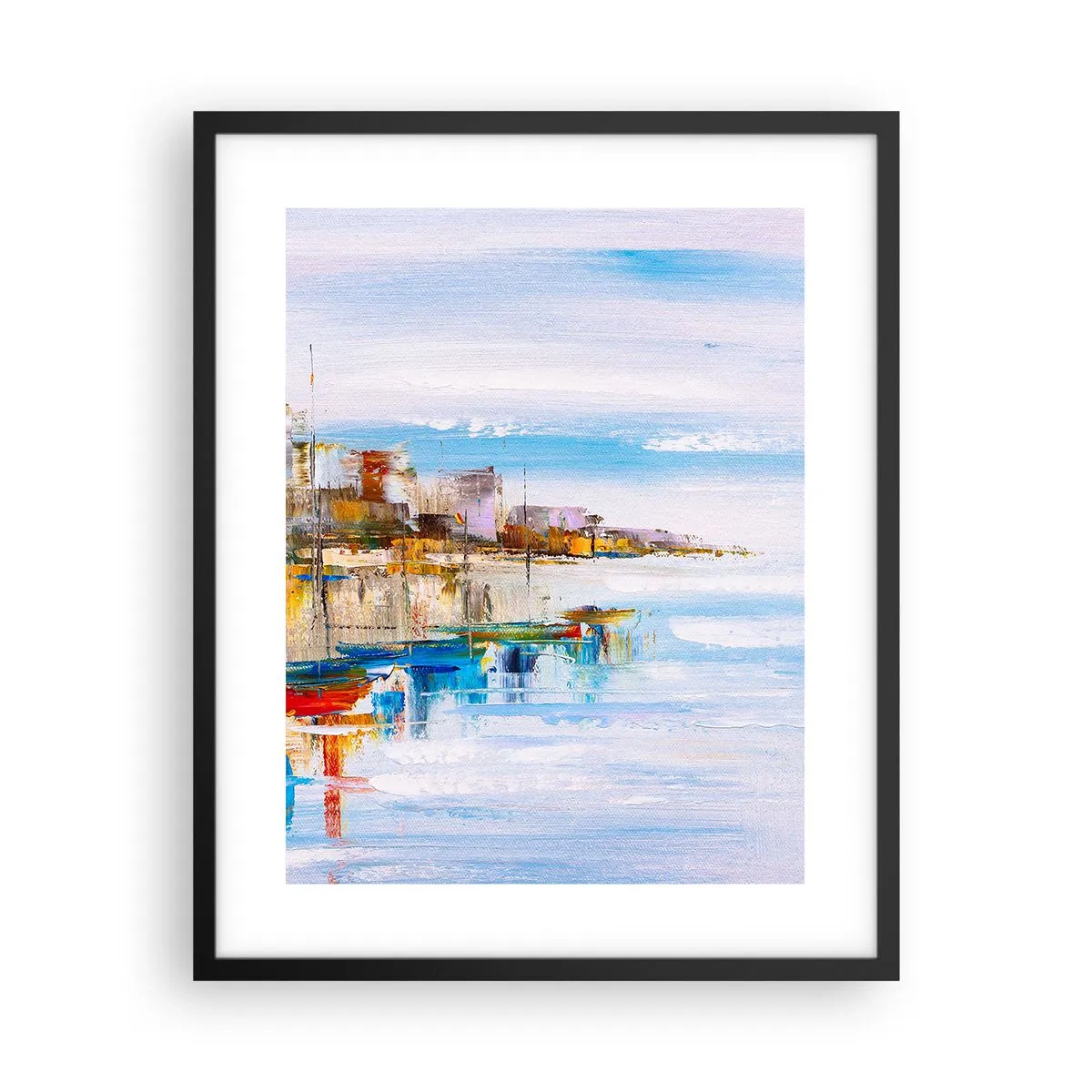 Poster în ramă neagră - Port urban multicolor - 40x50 cm