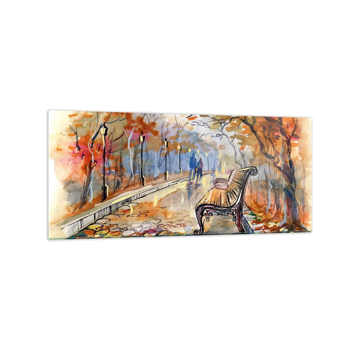 Tablou pe sticlă - Pășim împreună în toamnă - 120x50 cm