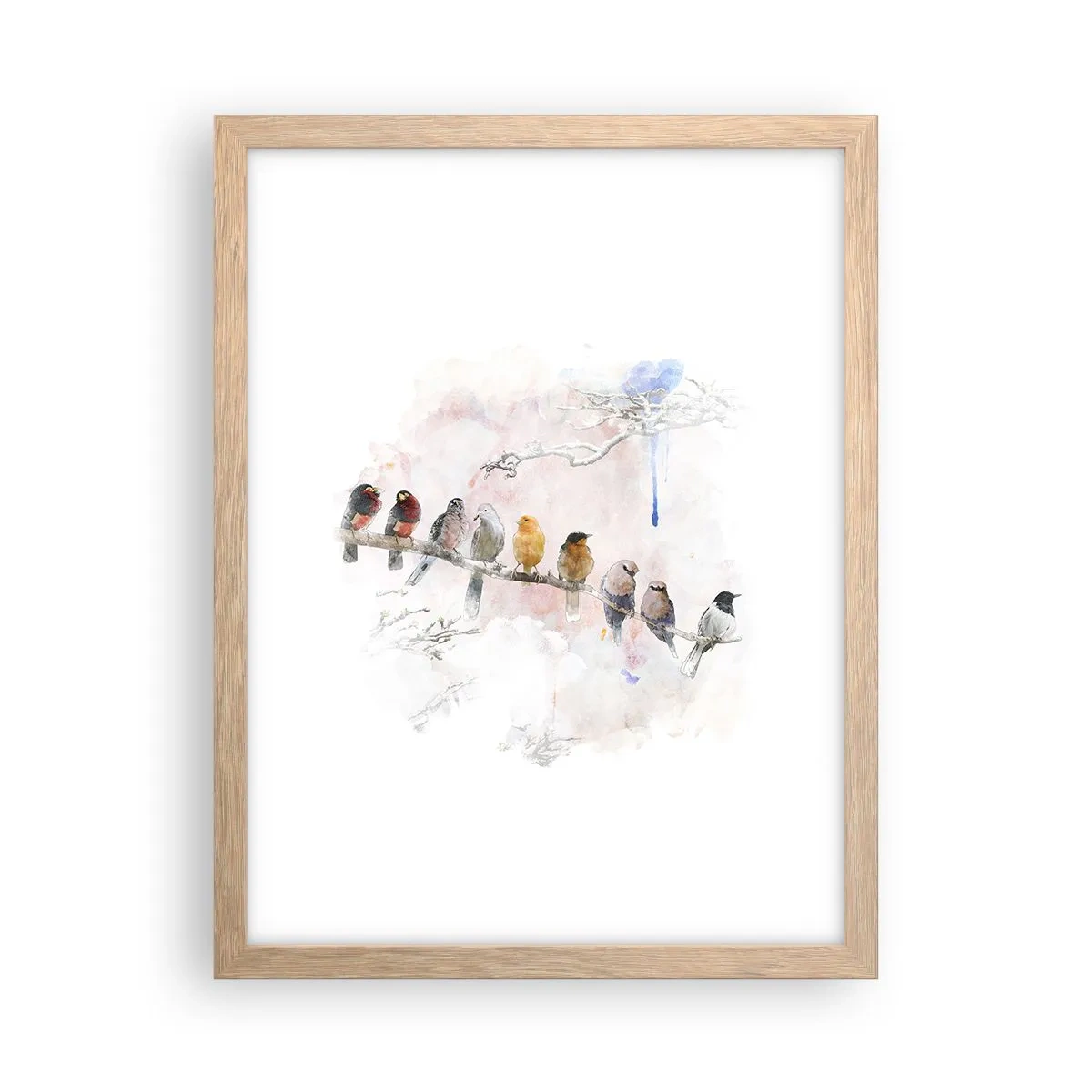 Poster în ramă de stejar deschis - Întâlnire înaripată - 30x40 cm