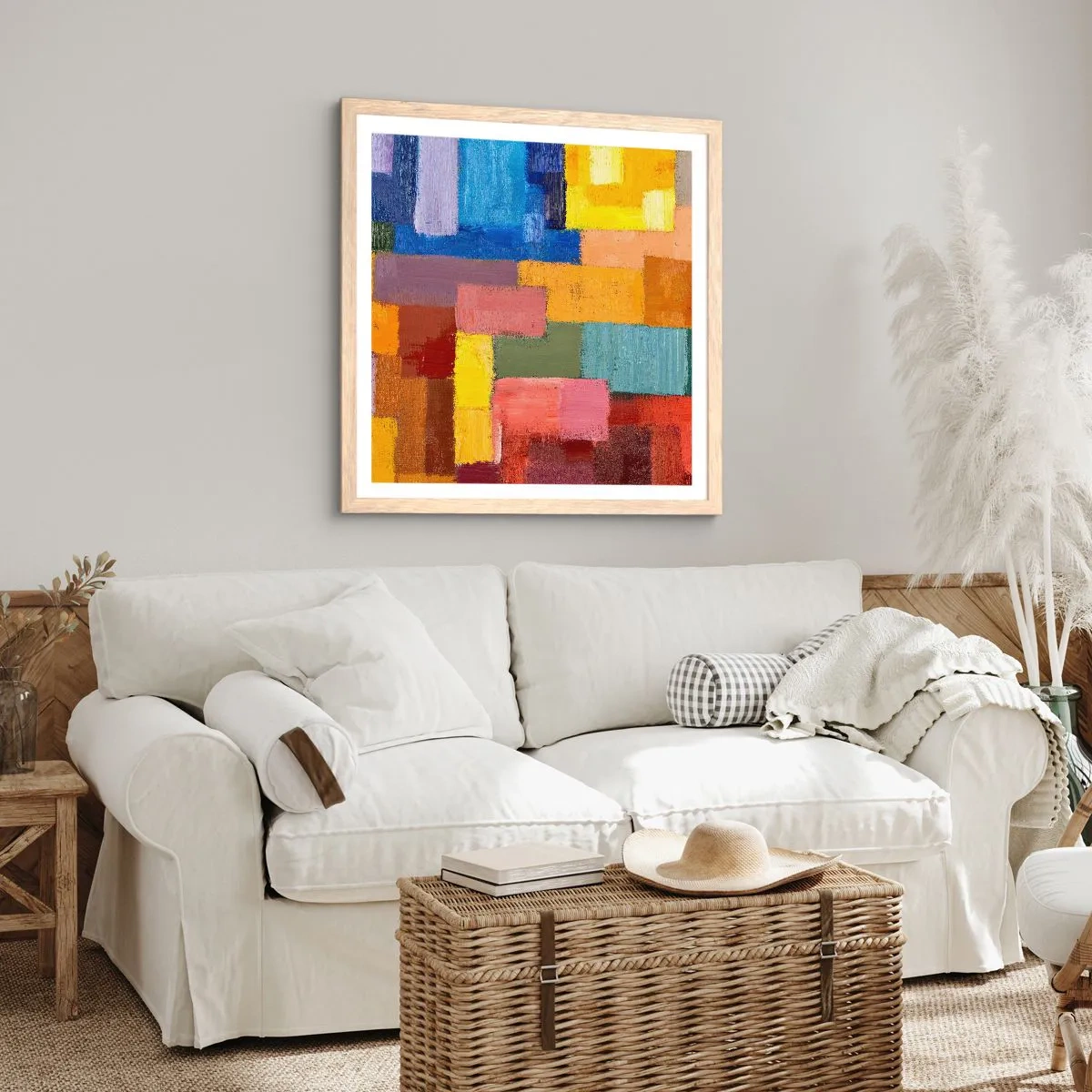 Poster în ramă de stejar deschis - Fiecare diferită, toate colorate - 50x50 cm