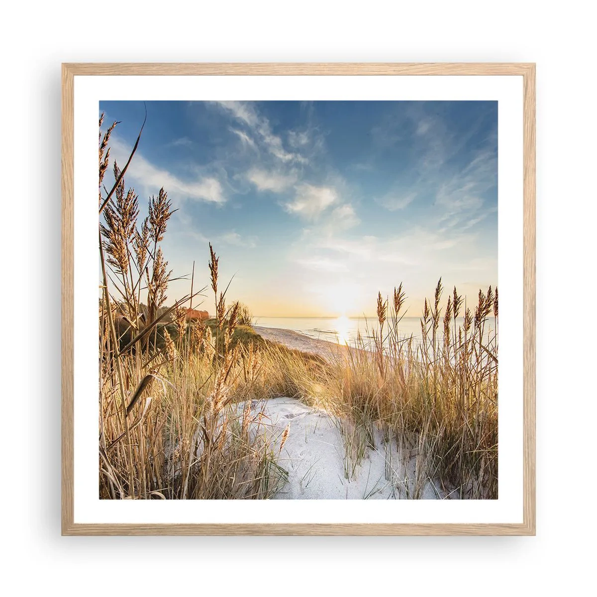 Poster în ramă de stejar deschis - Plaja de nord - 60x60 cm