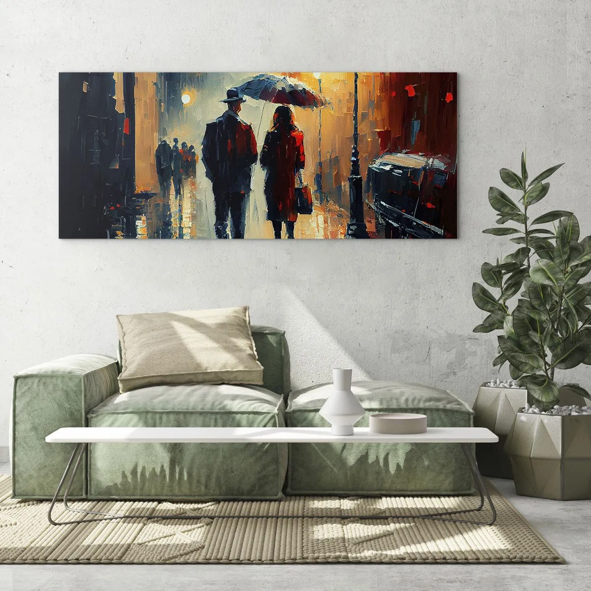 Tablou pe sticlă - Poveste de dragoste urbană - 100x40 cm
