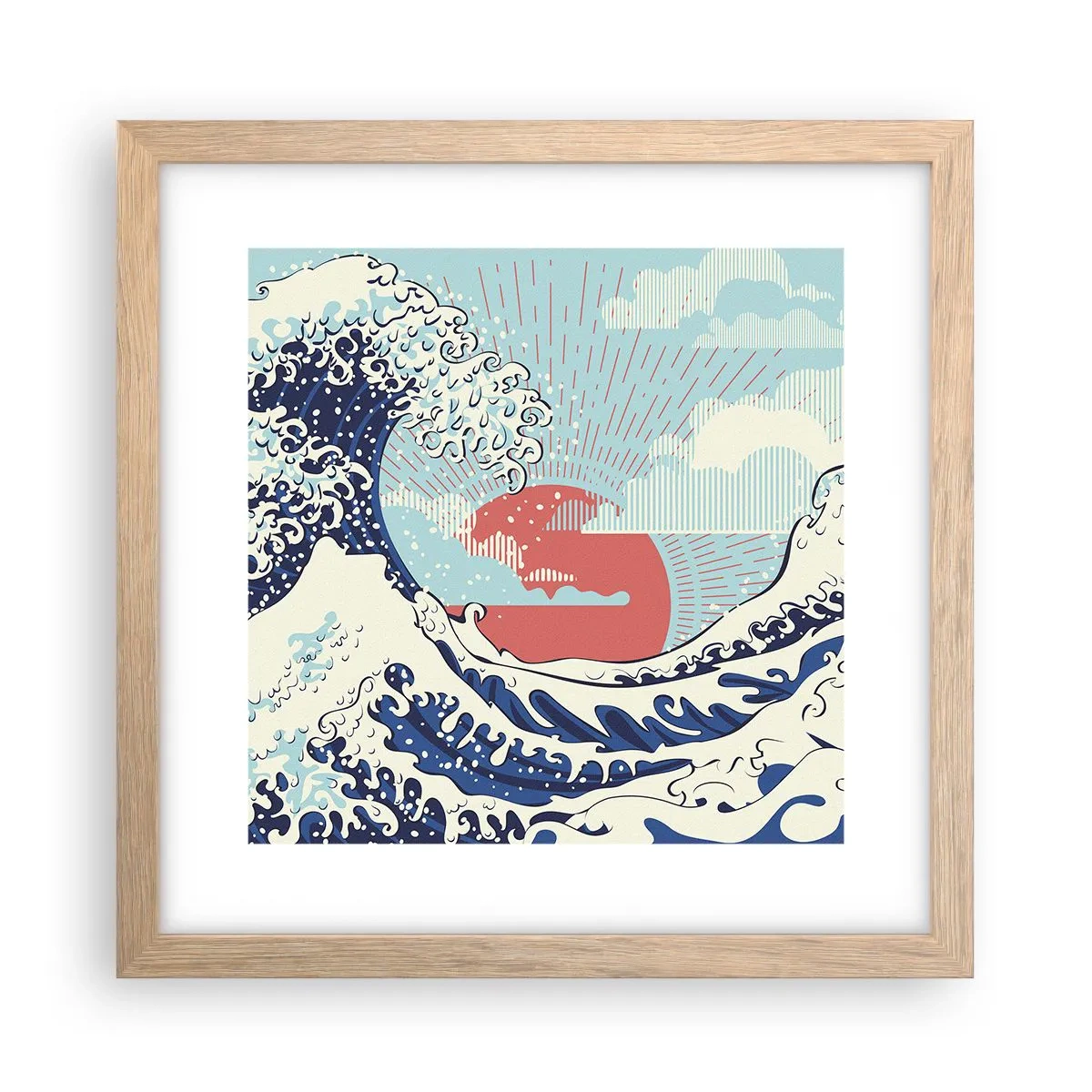 Poster în ramă de stejar deschis - Din inspirații japoneze - 30x30 cm
